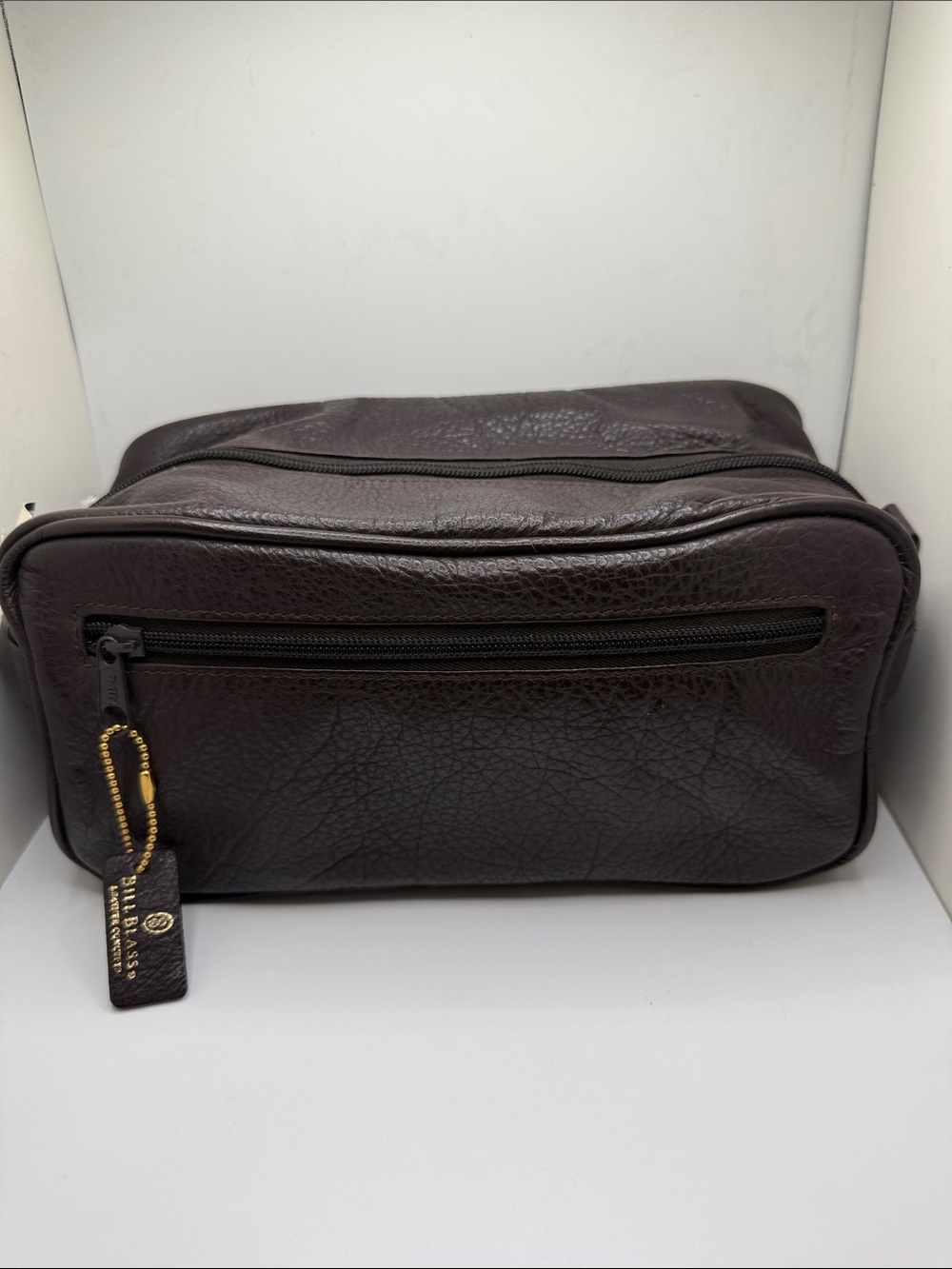 NWT Bill Blass Leather Dark Brown Men's Toiletry Dopp Kit
